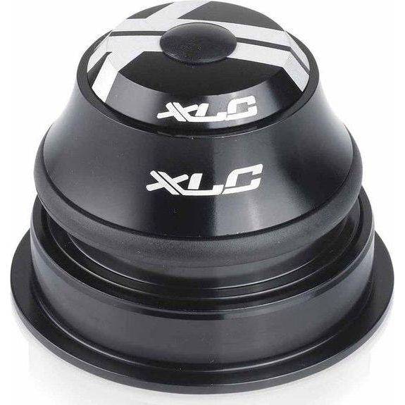 XLC Balhoofdset Comp HS-I07 met stang en verstelling voor fiets, zwart, gedetailleerde close-up van het balhoofd.