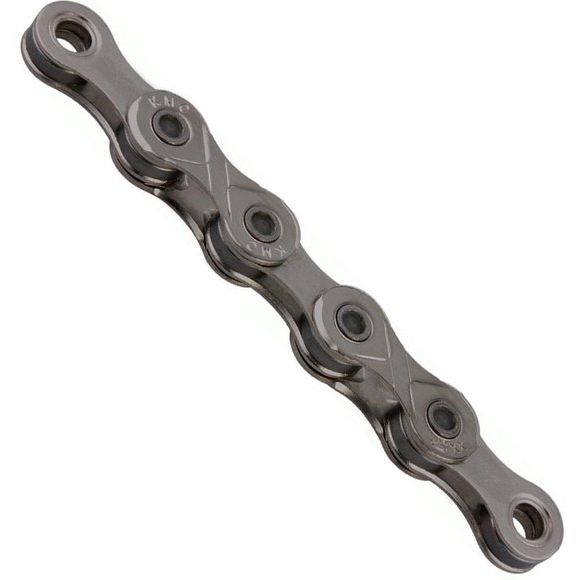 KMC X10 grijze 10-speed ketting met 114 schakels en Double X-Bridge voor fiets, zichtbaar op afbeelding.