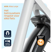 Zwarte Axa Ringslot Block XXL op kaart, stevig beveiligingsslot voor fietsen en scooters, zichtbaar met slot en bevestigingsmechanisme