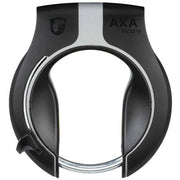 Zwart en grijs Axa Victory ringslot, volledig rondom gelast, voor extra beveiliging, op een witte achtergrond.