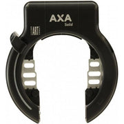 Zwarte Axa Solid ART 2 ringslot voor fietsveiligheid, zichtbaar in close-up op 550x601 afbeelding.
