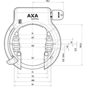 Zwarte Axa Solid Plus + Linq City 100 ringslot en ketting voor fietsbeveiliging, zichtbaar met slot en ketting.