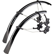Zwarte SKS Raceblade Pro spatbordset voor 28-inch fietsen, PVC materiaal, 25 mm breed, beschermt tegen modder en water