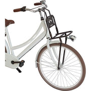 Steco voordrager transport comfort voor 20/24 inch fietsen, 20x20 cm, 375 mm breedte, op een fiets gemonteerd.