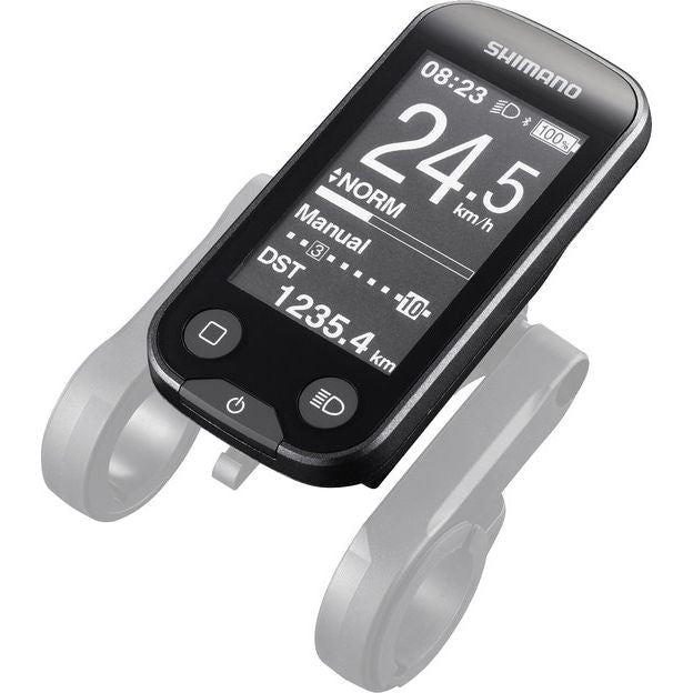 Shimano Steps SC-E6100 display zonder houder, fietsonderdeel voor elektrische fietsen, close-up van het digitale scherm.