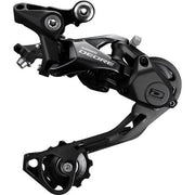 Shimano Deore RD-M6000 10-speed achterderailleur met SGS direct attachment en Shadow-technologie op de fiets bevestigd