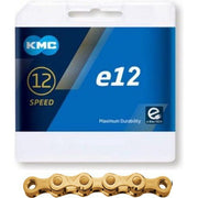KMC E12 12V 11/128 ketting met 130 schakels voor 12-speed fiets, zichtbaar op afbeelding.