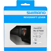 Shimano Nexus 5 SL-C7000 Revoshift 5-versnellingen shifters voor fiets, zwart met bedieningsknoppen en kabel.