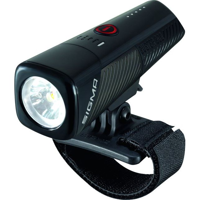 Sigma Koplamp Buster USB, heldere hoofdlamp met USB-oplaadfunctie en verstelbare band voor veilig fietsen in het donker