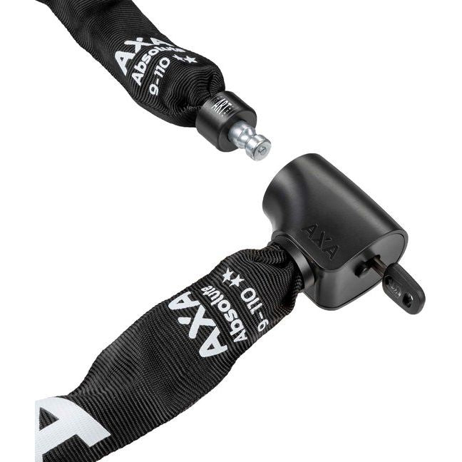 Axa Absolute 9 kettingslot ART 2, stevig beveiligingsslot voor fietsen met zwart metalen ketting en slotmechanisme