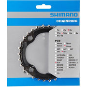 Shimano SLX FCM672 kettingblad 30T 4-arm voor 10-speed fiets, zichtbaar met tanden en montagegaten.
