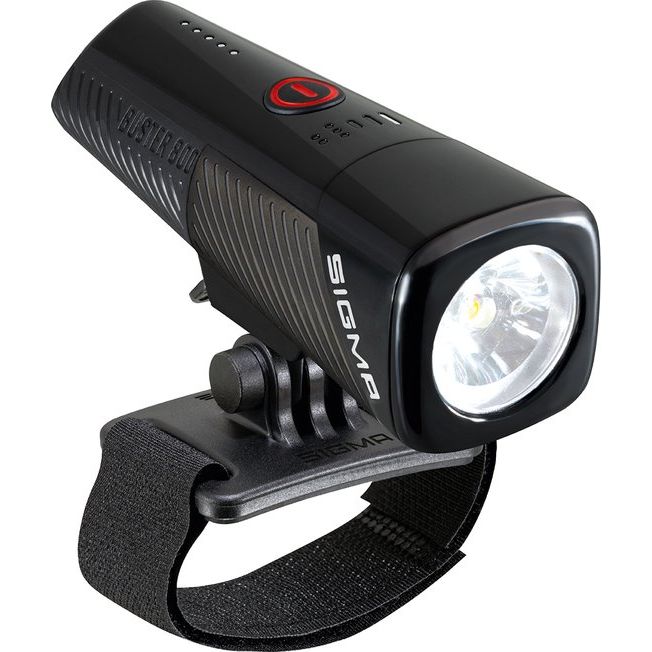 Sigma koplamp Buster USB met verstelbare band en heldere lichtstraal voor veilig fietsen in het donker