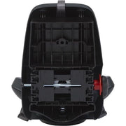 Polisport Guppy Junior kinderfietsstoel achter met bagagedragerbevestiging, geschikt tot 35 kg, op een kinderfiets gemonteerd