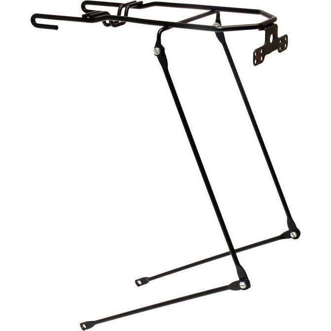Steco bagagedrager met mee-dragerverlenger en reflectiebeugel, zwart, voor extra bagagecapaciteit en zichtbaarheid.