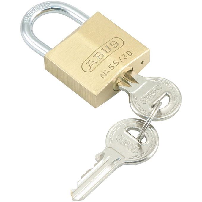 Abus 65 hangslot van messing met een 40 mm beugel, stevige kastbeugel van gehard staal voor extra veiligheid
