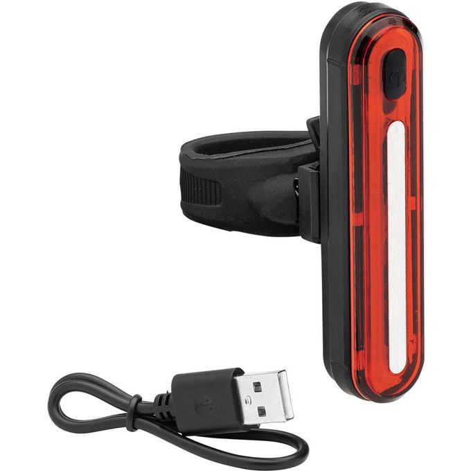 Urban Proof Ultra Bright USB-oplaadbaar achterlicht met 52 lumen, helder en veilig voor fietsverlichting in donkere omstandigheden.