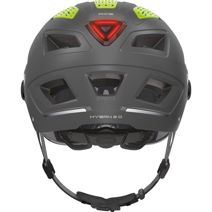 Abus Hyban 2.0 Ace speed pedelec fietshelm met ventilatiegaten en verstelbare riem, geschikt voor snelle e-bikes.