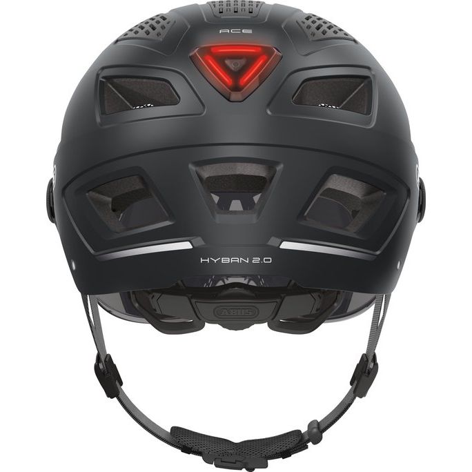 Abus Hyban 2.0 Ace speed pedelec helm met ventilatieopeningen en verstelbare riem, geschikt voor snel fietsgebruik.