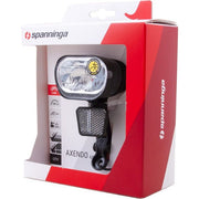 Spanninga Axendo 60 Xe e-bike koplamp met 6-36V verlichting, zwart, zichtbaar op de fiets voor veilig rijden in het donker.