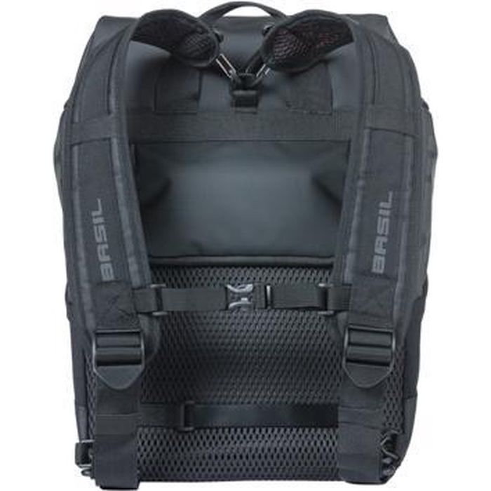 Basil fietsrugzak Miles Daypack Nordlicht, 17 liter, zwart, met verstelbare schouderbanden en reflectie voor veilig fietsen