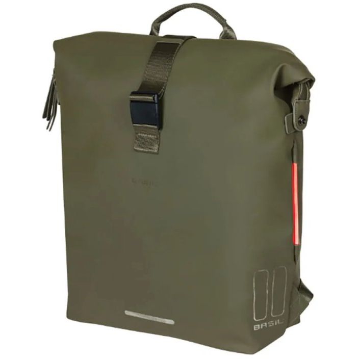 Basil Soho Nordlicht fietsrugzak van 17 liter, waterdicht, met verstelbare schouderbanden en reflecterende details.