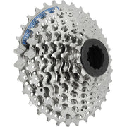 Shimano Acera CS-HG41 8-speed cassette met metalen tanden en zwart ontwerp, geschikt voor mountainbikes en racefietsen.