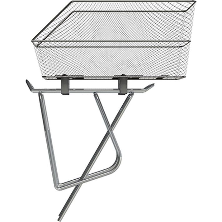 Basil Verhogingsset WSL Set van 4 grijze fietsmanden en accessoires, geschikt voor fietskratten en fietsaccessoires.
