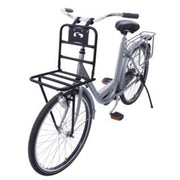Steco Comfort Transport voordrager voor 26/28 inch fietsen, mat zwarte kleur, stevig en geschikt voor comfortabel vervoer.