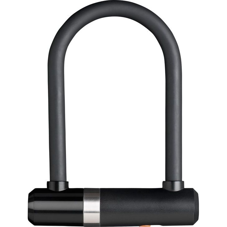 Zwart Axa Newton Mini Beugelslot en kabel met U-slot, beveiligingsslot voor fiets of scooter, zichtbaar op de afbeelding