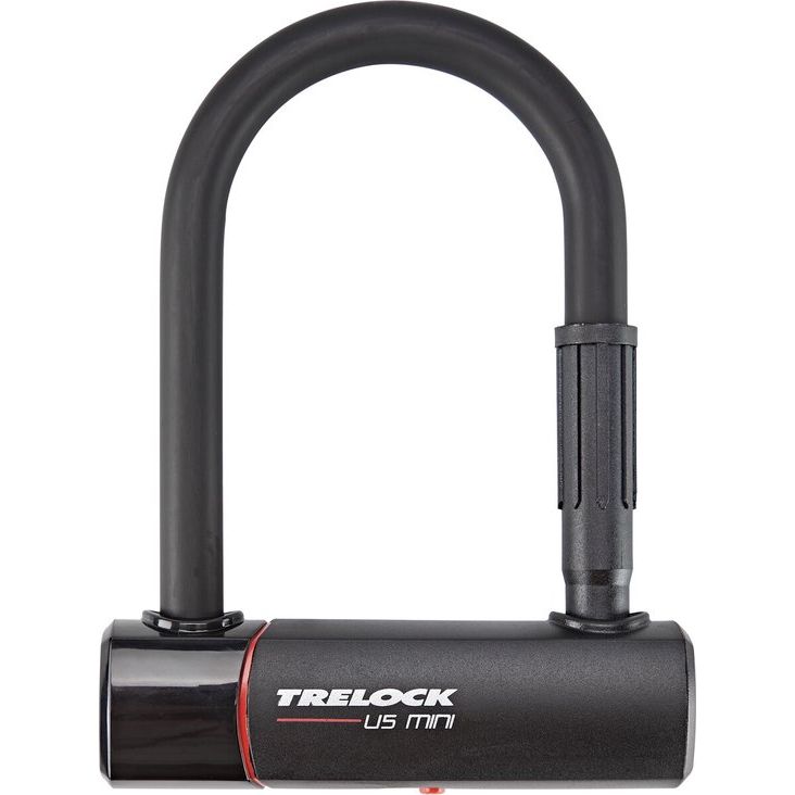 Trelock U-slot beugelslot U5 Mini ZB401 in zwart, 83/140mm, stevig en veilig voor fietsbeveiliging.