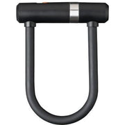 Zwarte Axa Newton Mini Beugelslot en kabel met U-slot voor beveiliging en slotvastheid, zichtbaar in de afbeelding.