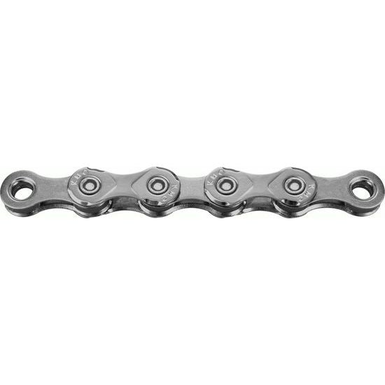 KMC X11 EPT 118 11-speed ketting in donker zilver met EPT-coating, geschikt voor hoogwaardige fietsdrivesystemen.