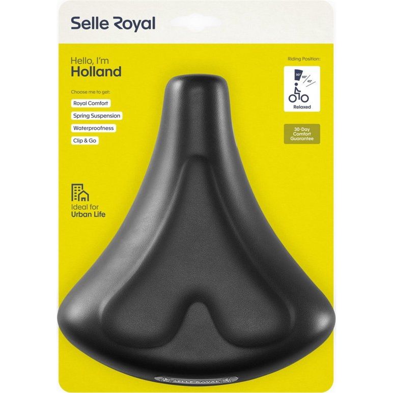 Zwart Selle Royal Holland Urban Life Royalgel fietszadel voor stadsfietsen en e-bikes, comfortabel en duurzame zadel.