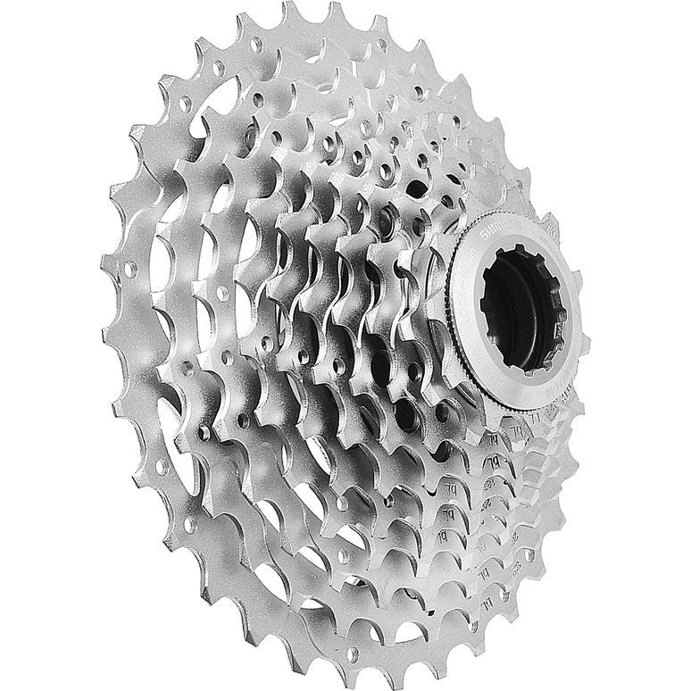 Shimano Deore XT CS-M771 10-speed cassette met zilveren tandwielen en zwart kunststof behuizing voor mountainbikes