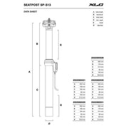 Zwarte aluminium XLC Sp-S13 verende dropper zadelpen met bedieningsremote, zichtbaar in close-up.