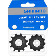 Shimano 105 RD-5800-GS derailleurwieltjes voor 11-speed lange kooi, zichtbaar in de afbeelding.