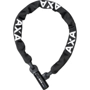 Zwarte Axa Solid Plus + Linq City 100 ringslot en ketting, stevig antithiefbeveiligingssysteem voor fietsen, zichtbaar in de afbeelding
