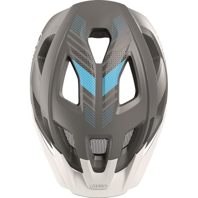Abus Aduro 3.0 E-bike helm met geoptimaliseerde ventilatie en allround stadsdesign, zichtbaar in de afbeelding.