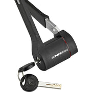 Zwart Trelock Vouwslot FS480 Cops X-Move 130cm met stevig ontwerp en slotmechanisme, geschikt voor beveiliging van fietsen.