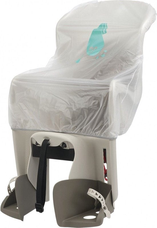 Transparante Polisport Guppy Maxi regenhoes voor fiets, beschermt tegen regen en wind tijdens ritten.