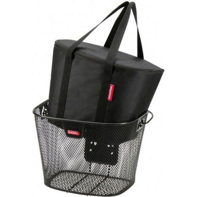 KLICKfix tasaccessoires, close-up van handige bevestigingsclip en verstelband voor fietstas of rugzak.