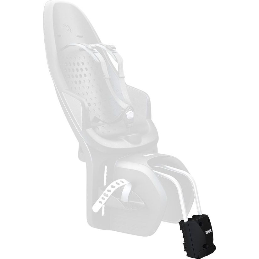 Zwarte Thule Yepp Nexxt Maxi montagebeugel met snelkoppeling voor fietsaccessoires, zichtbaar op de afbeelding.