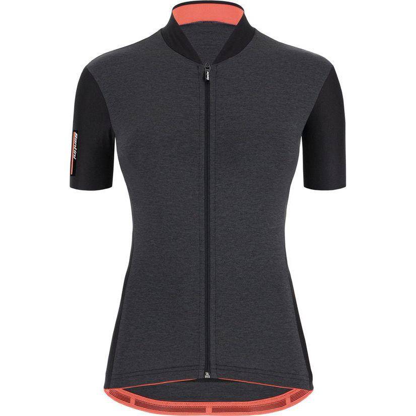 Santini Fietsshirt Korte Mouwen Zwart Dames - Colore S/S Jersey For Women Black - L - Le Coq Wielerartikelen