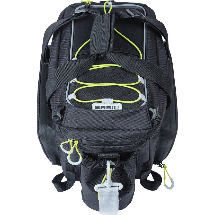 Basil Miles XL Pro bagagedragertas, waterdicht, grote tas voor bagage en reisaccessoires, zwart met reflectie details