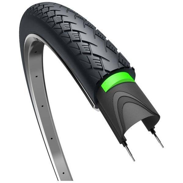 Edge Metro Elite Protect stadsfiets band 26x1.75 inch met reflectiestreep en 3 mm anti-lek laag, geschikt voor stadsgebruik