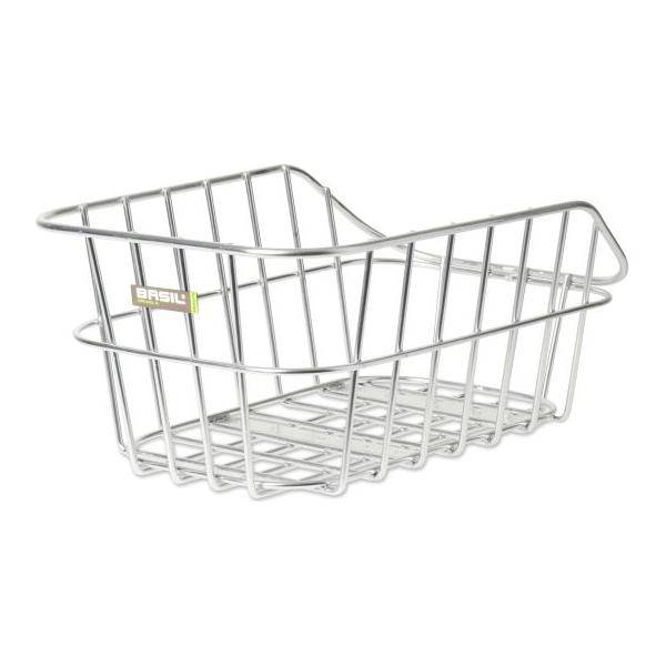 Basil Cento fietsmand van aluminium met dragerbevestiging voor veilige montage op de fiets.