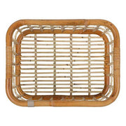 Basil Green Life rotan fietsmand met handvat, ecologisch rotan, geschikt voor fietsaccessoires en boodschappen.