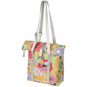 Basil Bloom Field fietstas enkel, 15-20 liter, gerecycled PET, met stijlvolle bloemenprint en stevige handvatten.