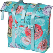Basil Bloom Field fietstas enkel, 15-20 liter, gerecycled PET, met bloemenpatroon en stevige handvatten voor fietsgebruik