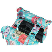 Basil Bloom Field dubbele fietstas, waterdicht, 28-35 liter, geschikt voor achter- of voordrager, in groen met bloemenprint